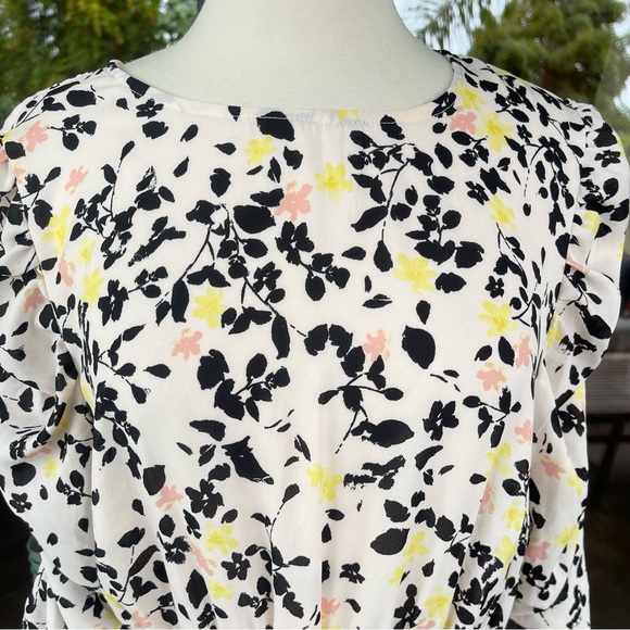 STUDIO B by BOBEAU ~Delicate Floral Print Dress ~Elastic Waist/Ruched Sleeves~XL - Picture 5 of 8